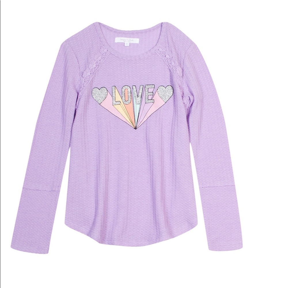 Harper & Elliott Lace Trim Textured Graphic Tee